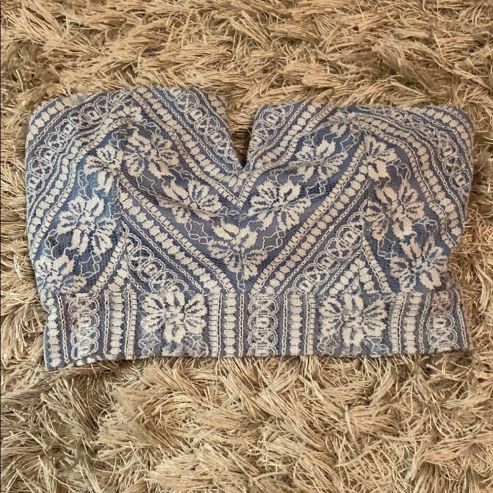 Tropical strapless crop top for women